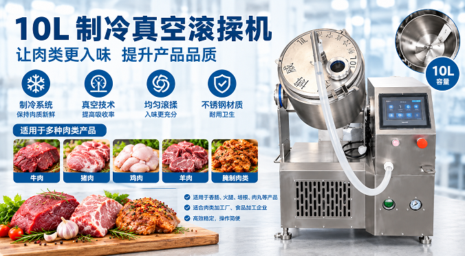 10L制冷真空滚揉机｜小型肉类腌制与真空滚揉设备