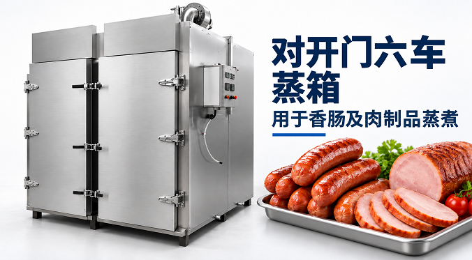 对开门六车蒸箱｜香肠及肉制品批次蒸煮设备